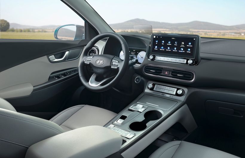 Hyundai Kona Electric car interior dashboard and display